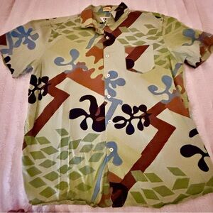 VISSLA Green, Brown & Blue Short-Sleeve Button-Up Shirt